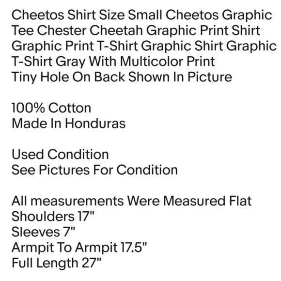 Cheetos Shirt Size Small Cheetos Graphic Tee Chester Cheetah Graphic Print Shirt - Picture 2 of 6